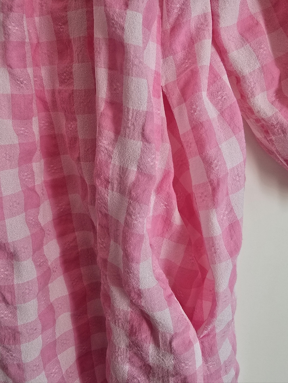 Umgee Pink Gingham Babydoll Dress | Large - Picture 7 of 10